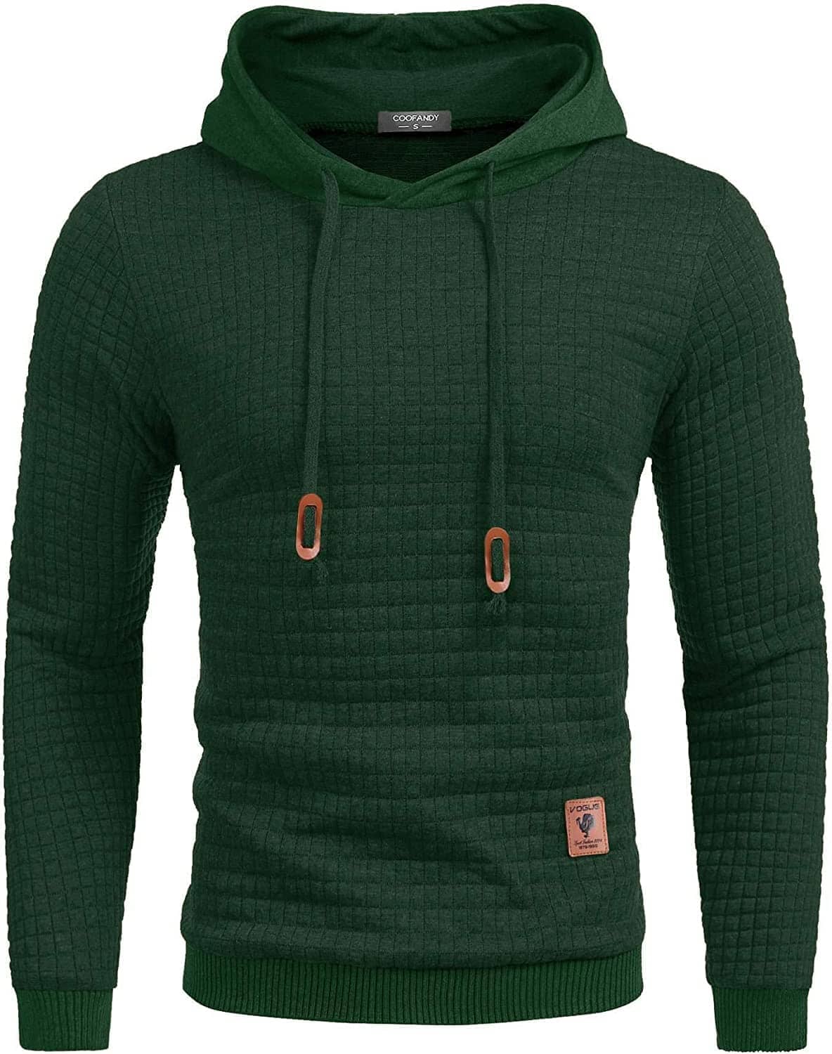 Gym Drawstring Plaid Jacquard Hoodie