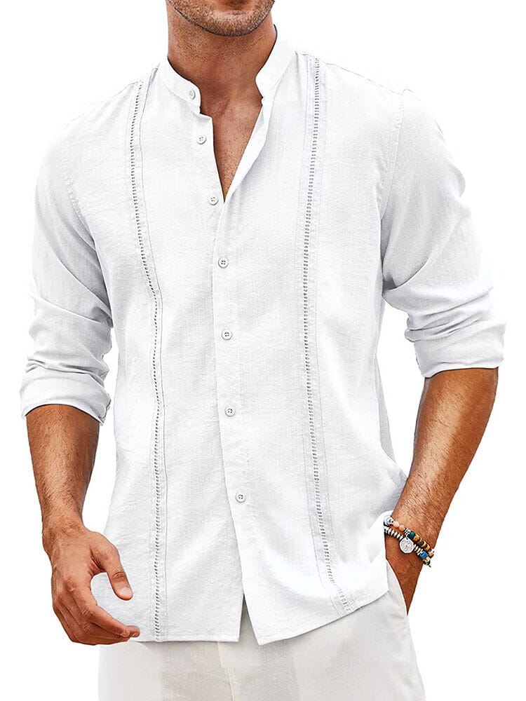 Embroidered Guayabera Leinen Hemd
