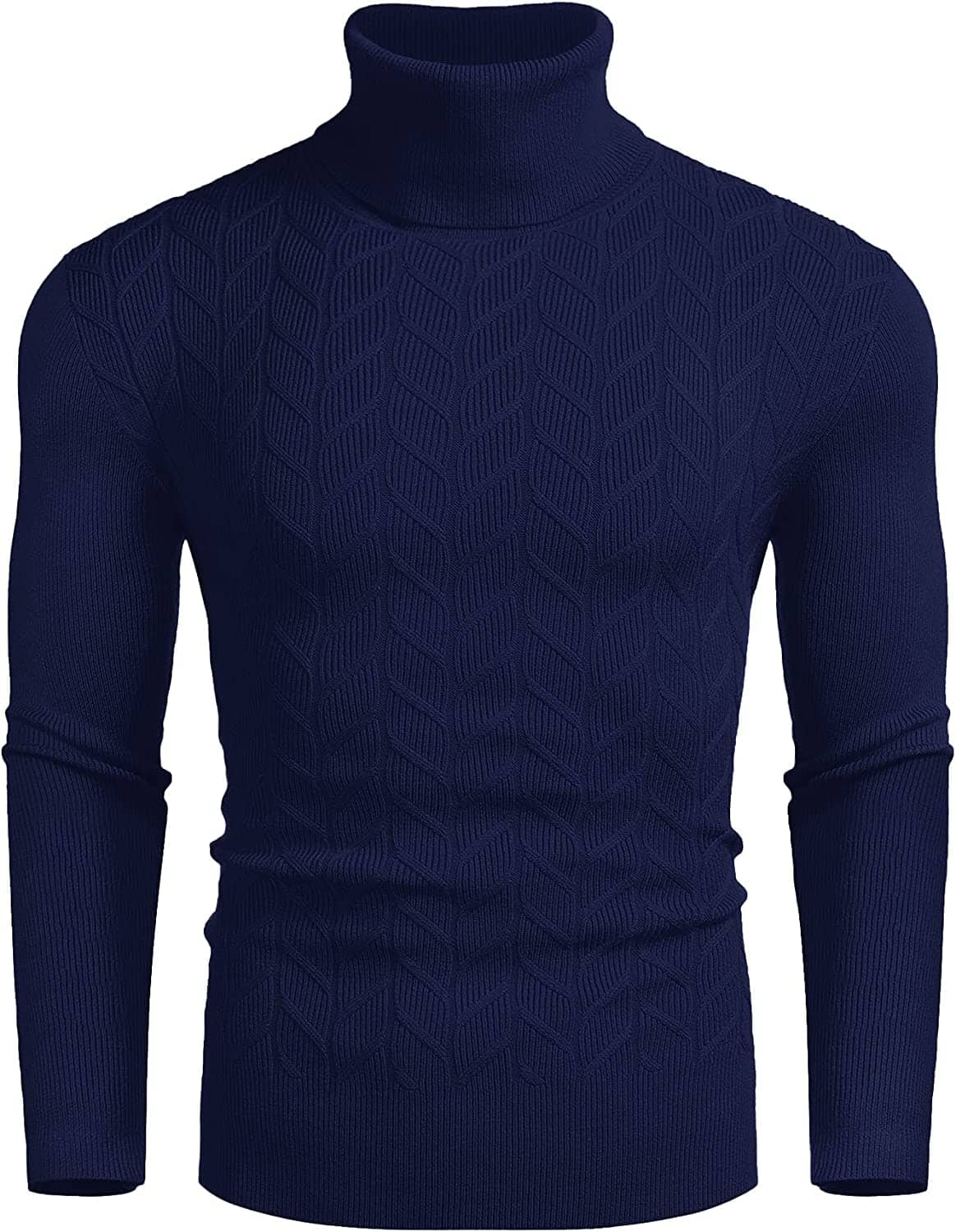 Slim Twist Pattern Rollkragen Strick Pullover