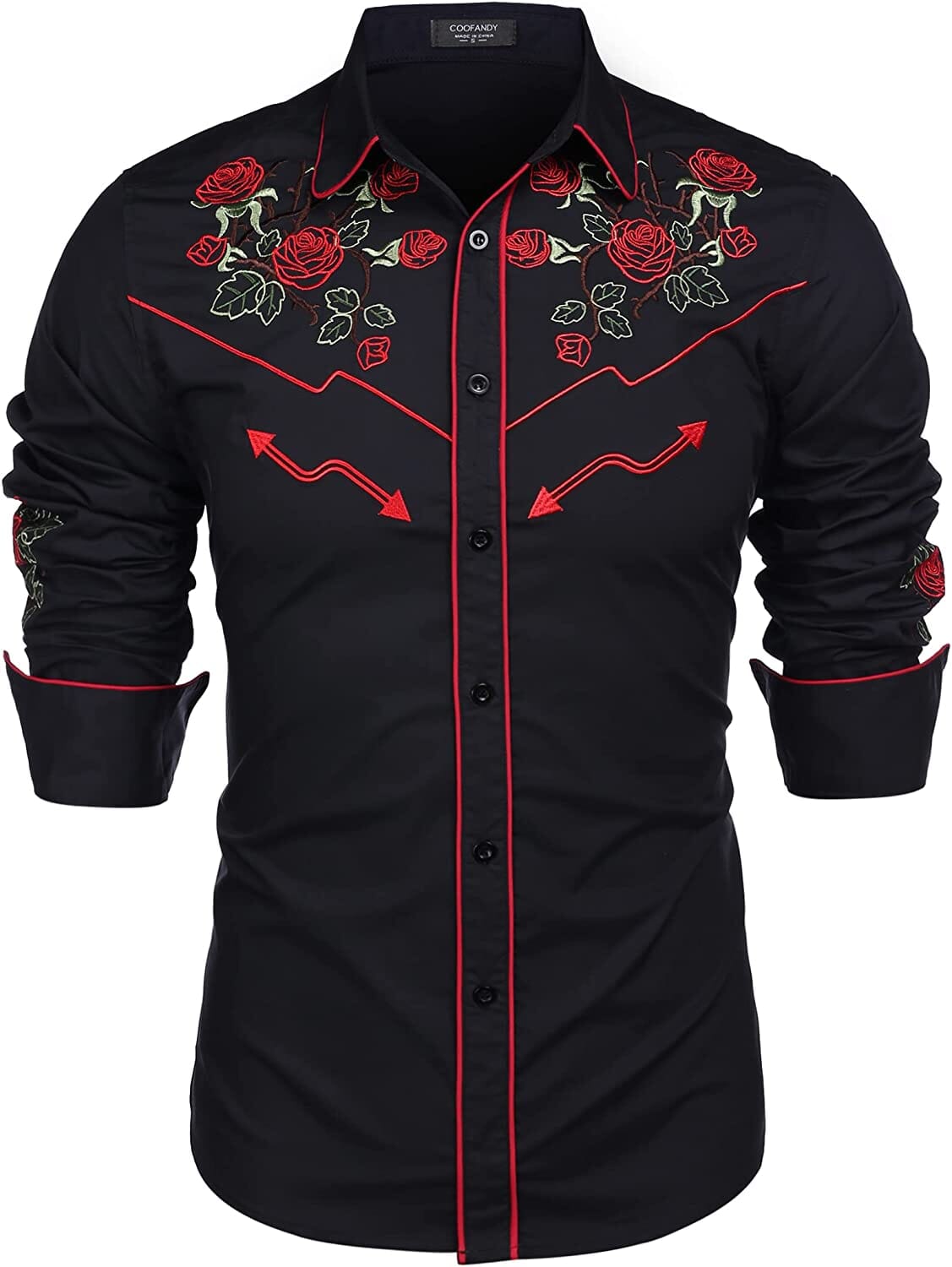 Western Cowboy Embroidered Knopf Down Baumwolle Hemd