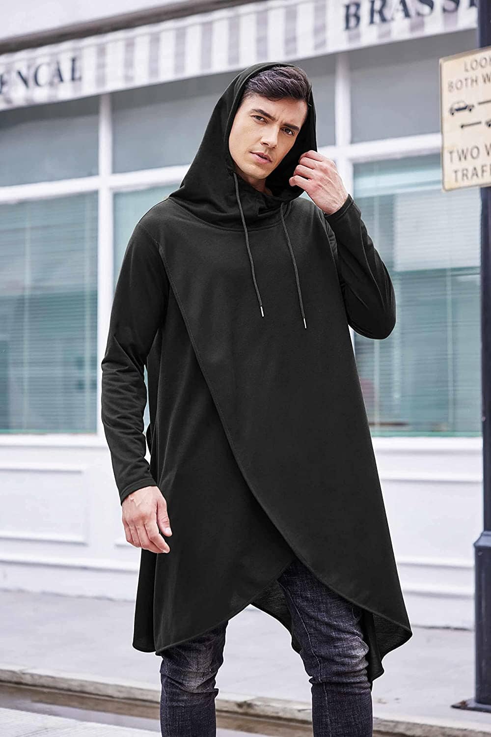 Casual Asymmetrie Hem Pullover Mit Kapuze Poncho Sweatshirt