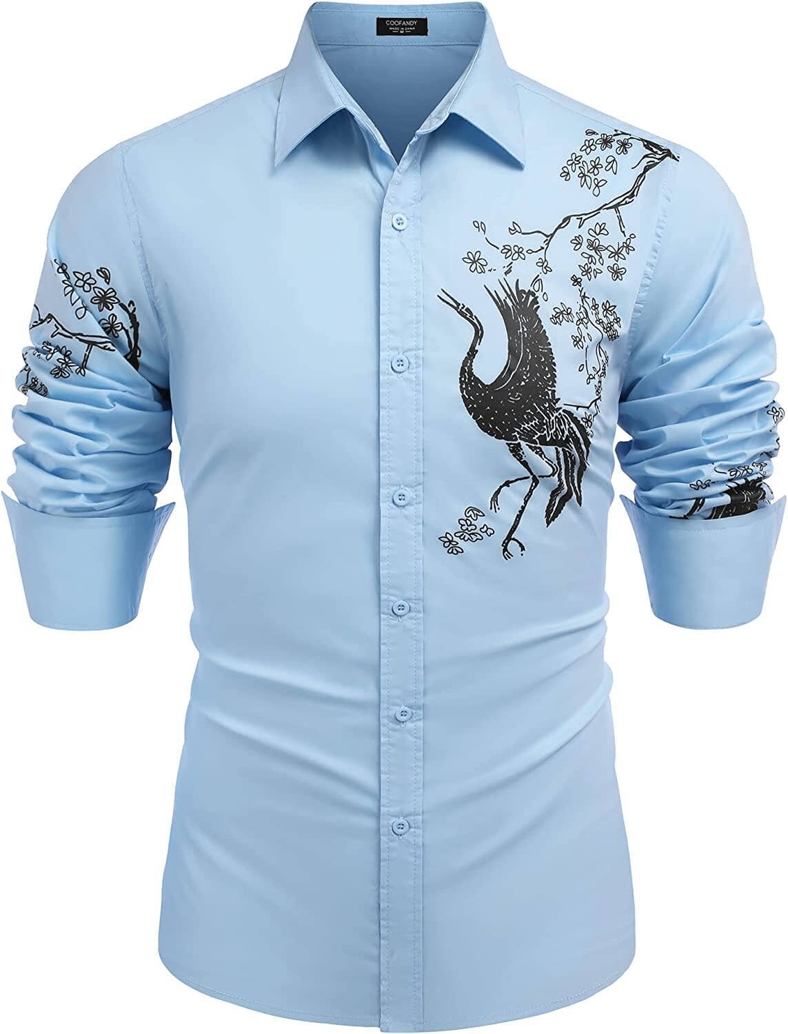 Rose Printed Slim Fit Dress Hemden