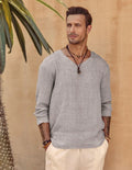 Leinen Stil Simple Lang-sleeved Hemd