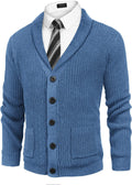 Lapel Knopf Up Cable Strick Cardigan with Pockets