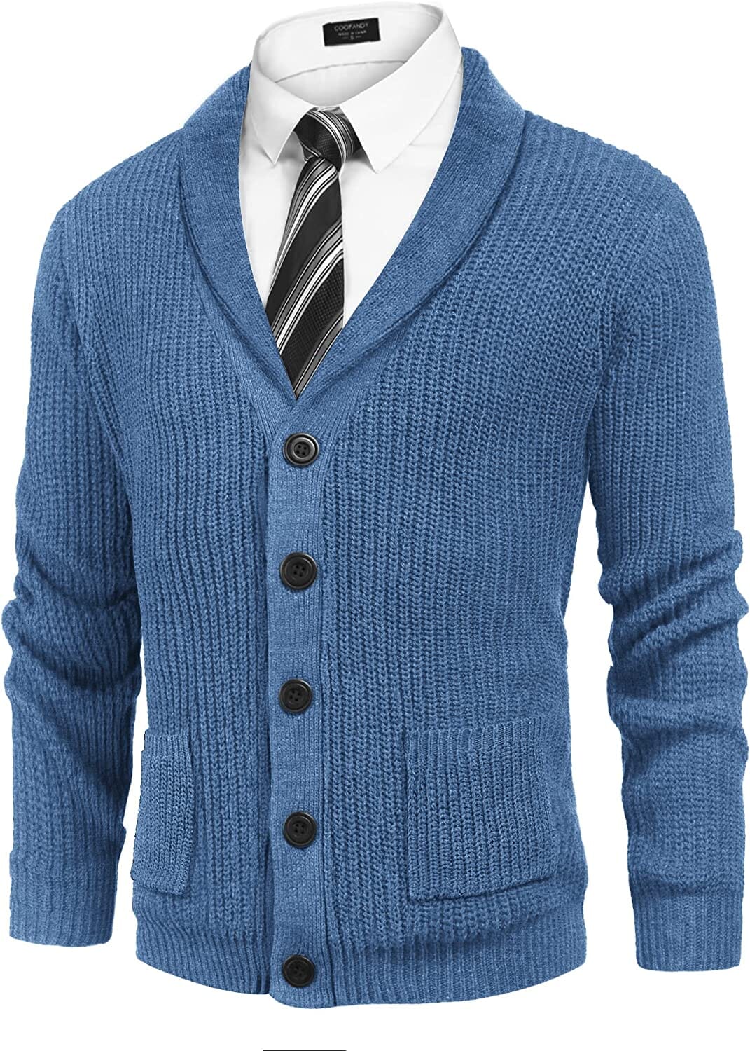 Lapel Knopf Up Cable Strick Cardigan with Pockets