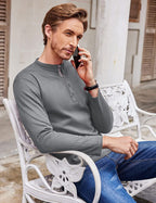 Lang Ärmel Waffle Henley Hemden