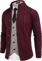 Cardigan Cable Strick Knopf Down Pullover