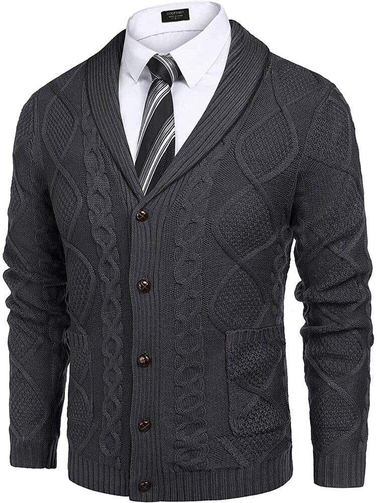 Schalkragen Kragen Knopf Down Strick Pullover with Pockets