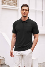 Slim Fit Zipper Polo Golf Hemd