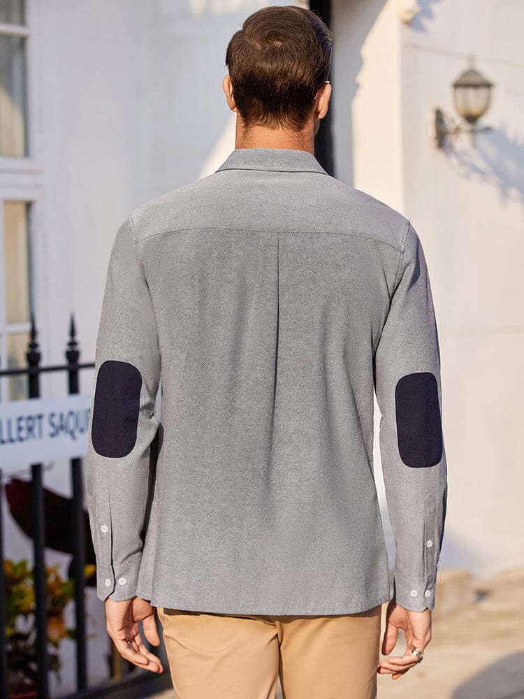 Klassisch Uni Lang Ärmel Knopf Hemd with Chest Pocket
