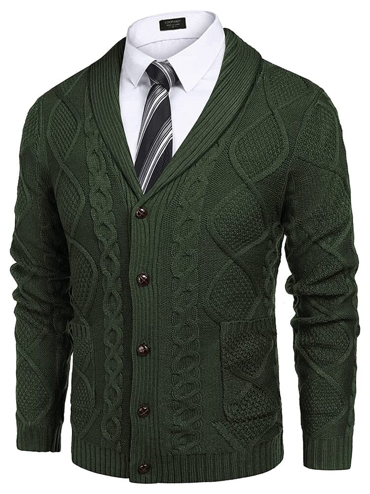 Schalkragen Kragen Knopf Down Strick Pullover with Pockets