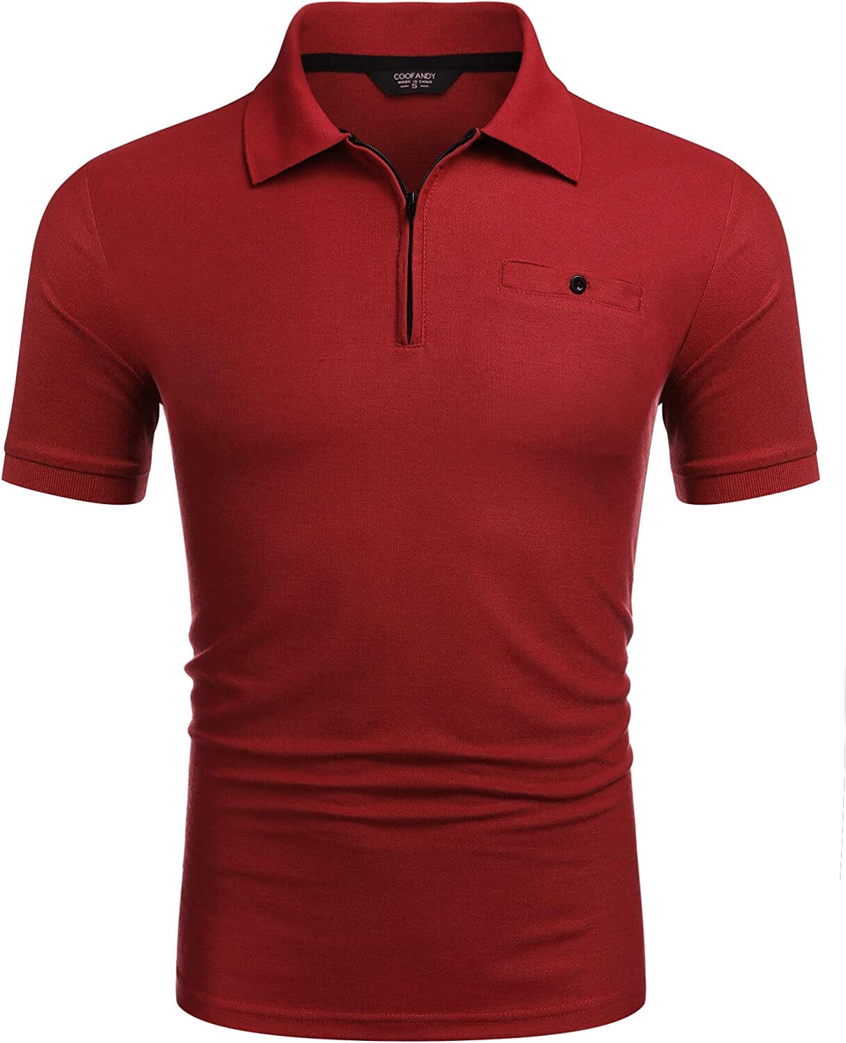 Slim Fit Zipper Polo Golf Hemd