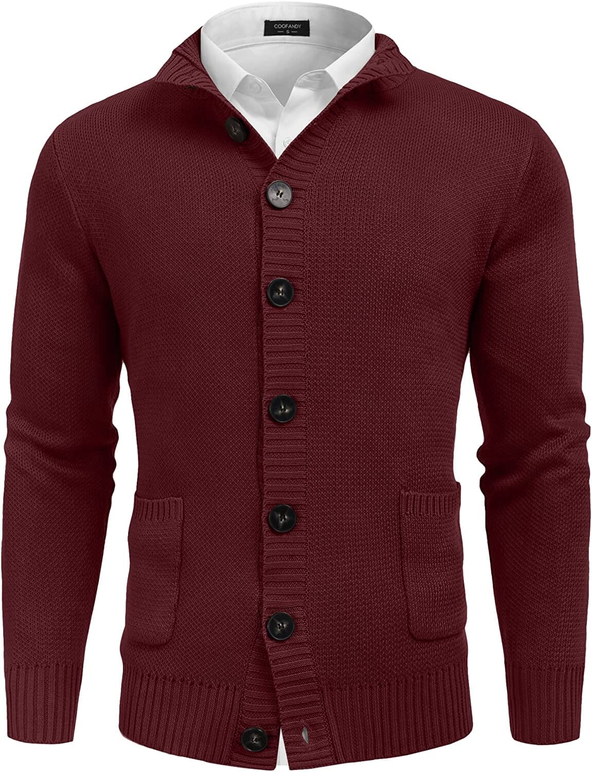 Stand Kragen Knopf Down Strick Cardigan with Pockets