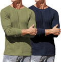 2 Pack Waffle Lang Ärmel Baumwolle T-Hemd
