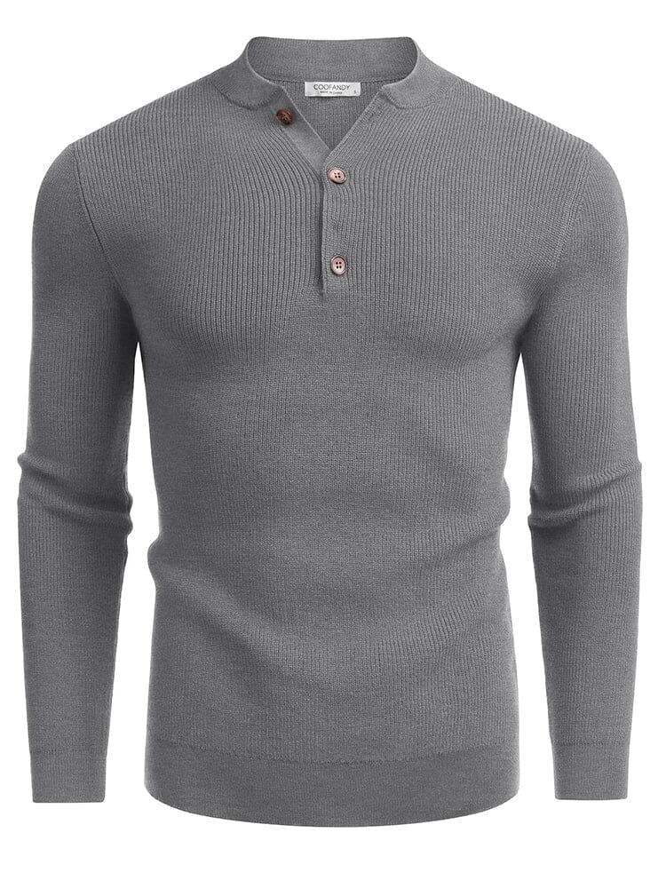 Klassisch Henley Kragen Strick Pullover