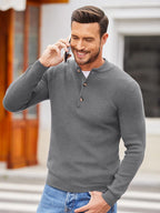 Klassisch Henley Kragen Strick Pullover
