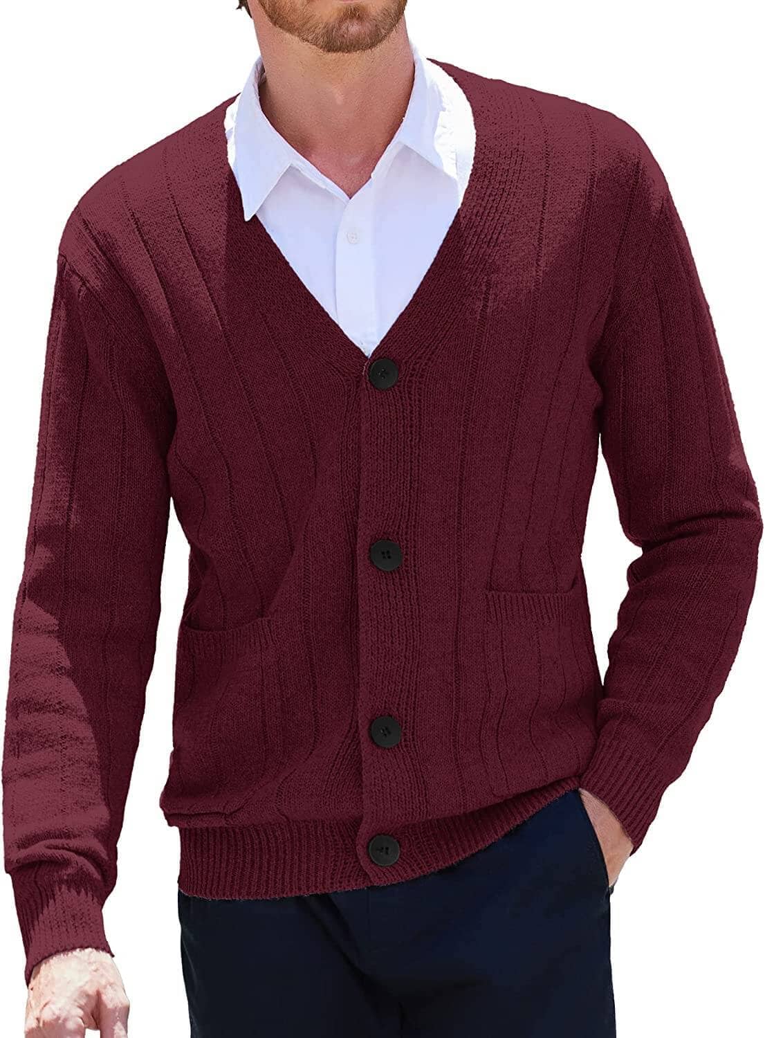 Cardigan Strick V Neck Knopf up Pullover