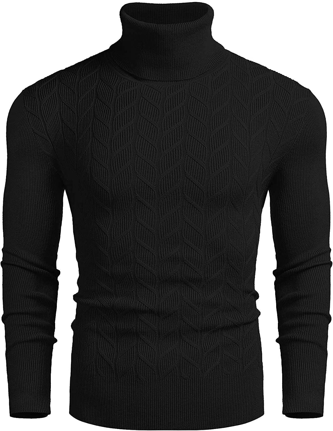 Slim Twist Pattern Rollkragen Strick Pullover
