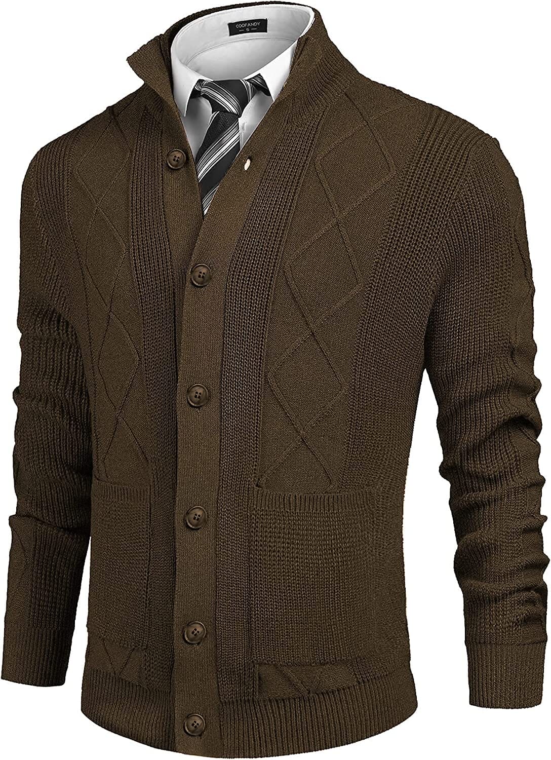 Casual Stand Kragen Knopf Down Cardigan with Pockets