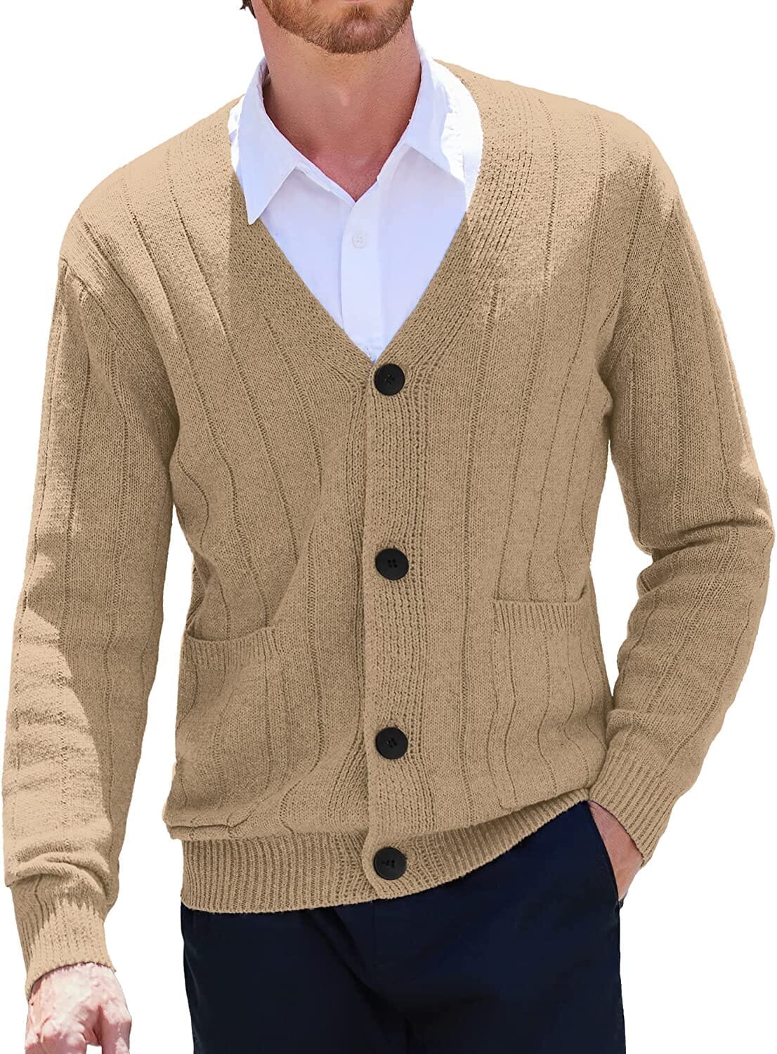 Cardigan Strick V Neck Knopf up Pullover
