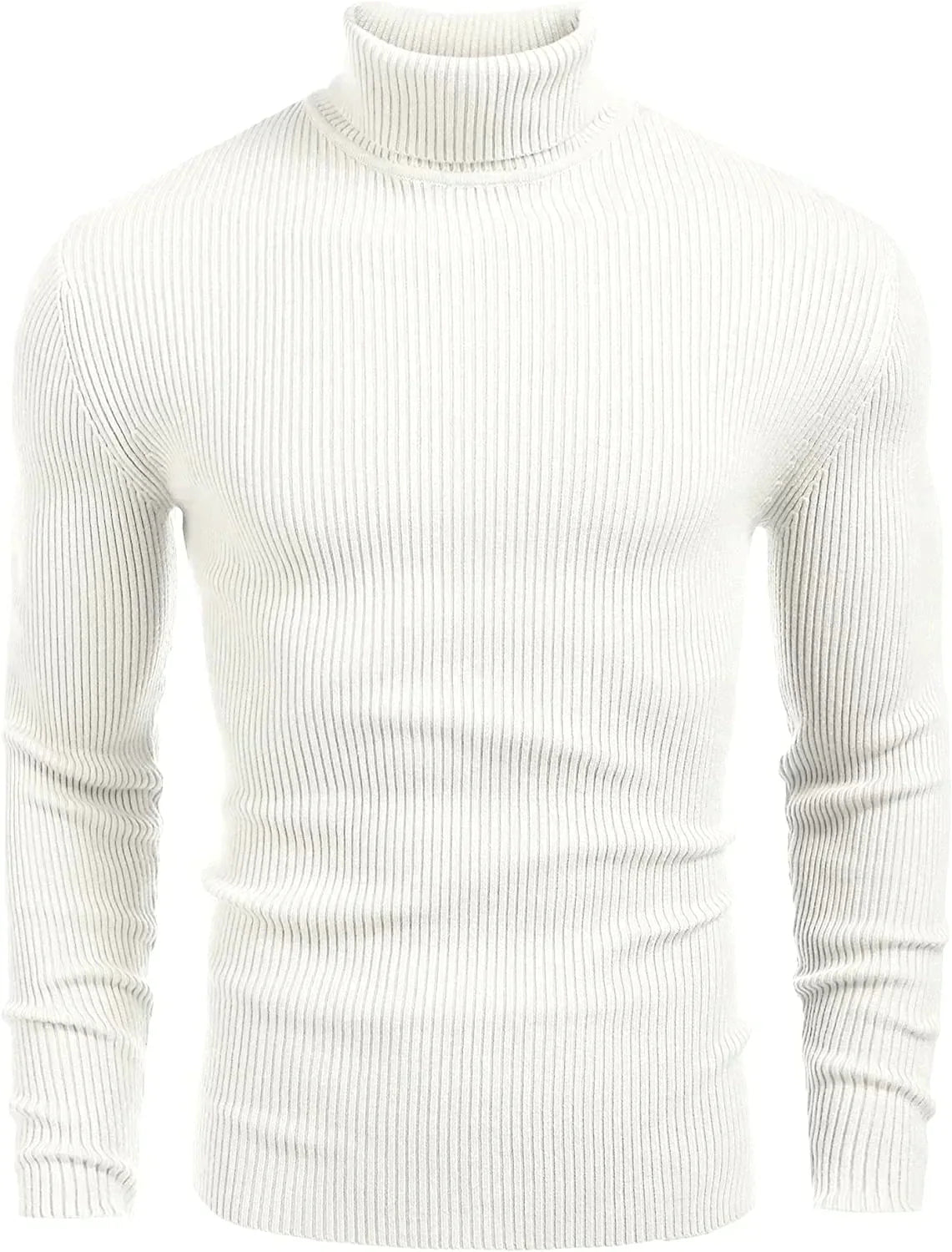 Ribbed Slim Fit Strick Pullover Rollkragen Pullover