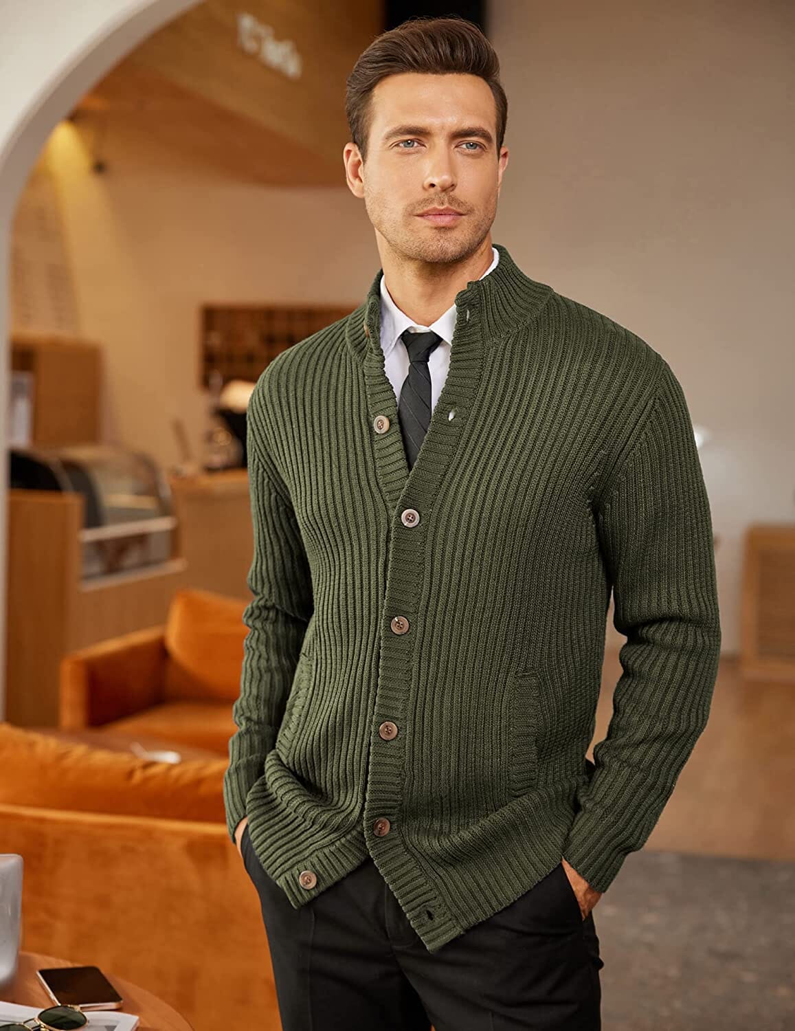 Stand Kragen Knopf Down Pullover