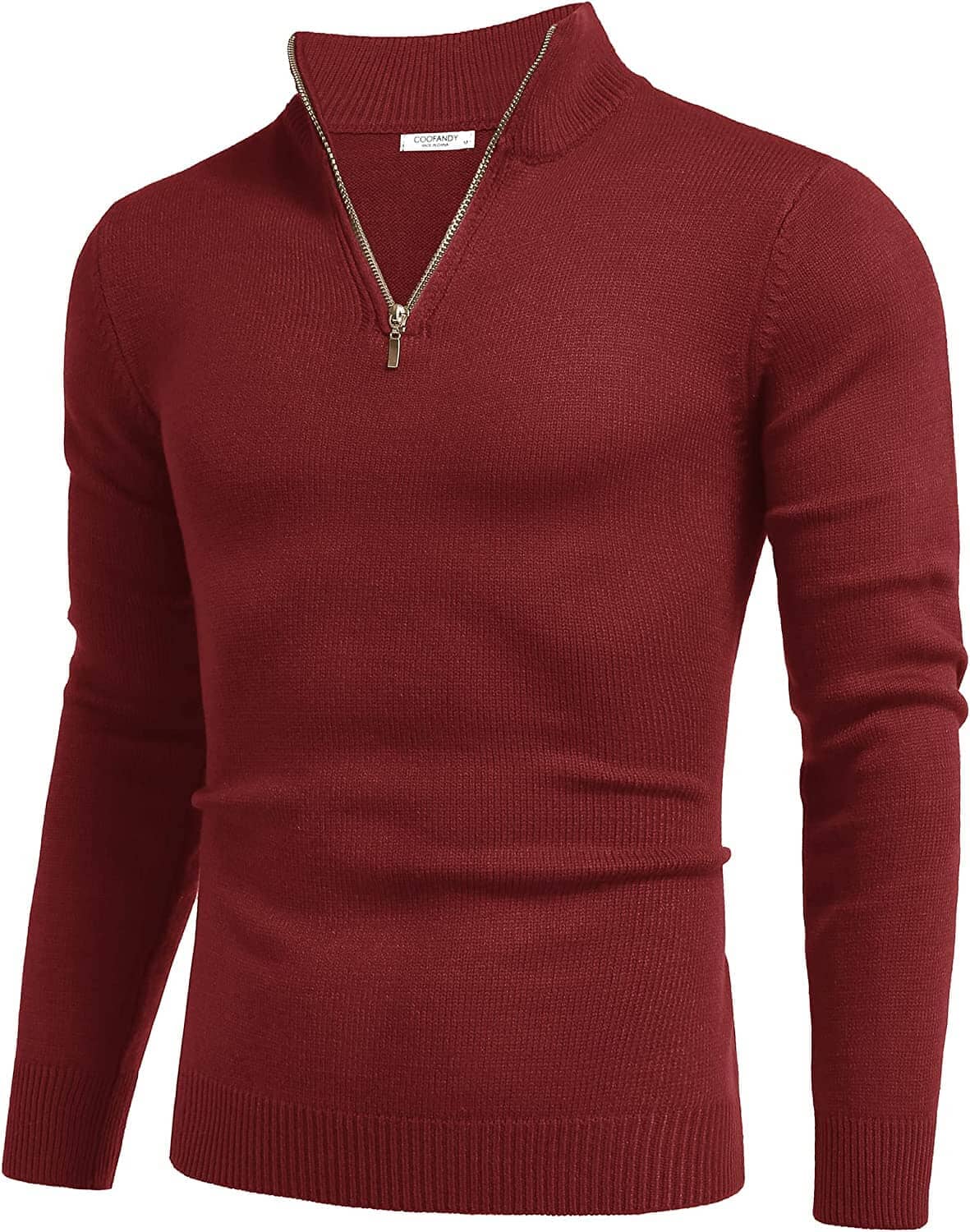 Gestreift Zip Up Mock Neck Pullover Pullover