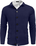 Stand Kragen Knopf Down Strick Cardigan with Pockets