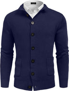 Stand Kragen Knopf Down Strick Cardigan with Pockets