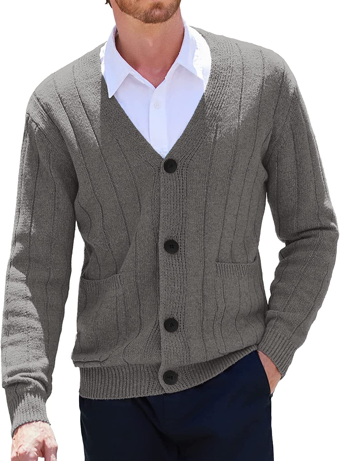 Cardigan Strick V Neck Knopf up Pullover