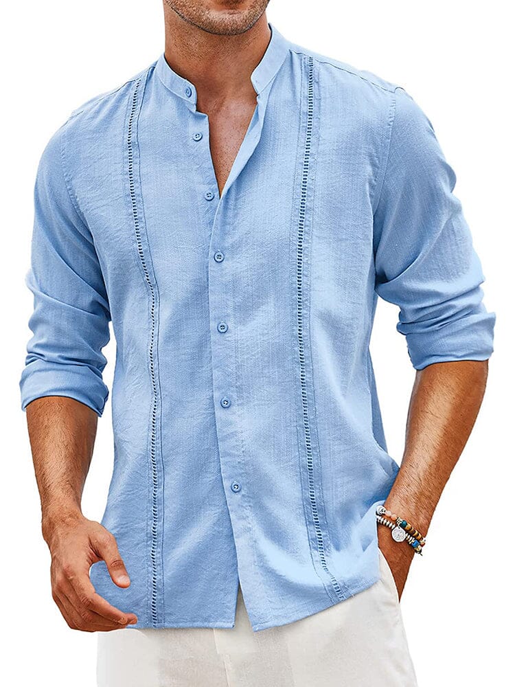 Embroidered Guayabera Leinen Hemd