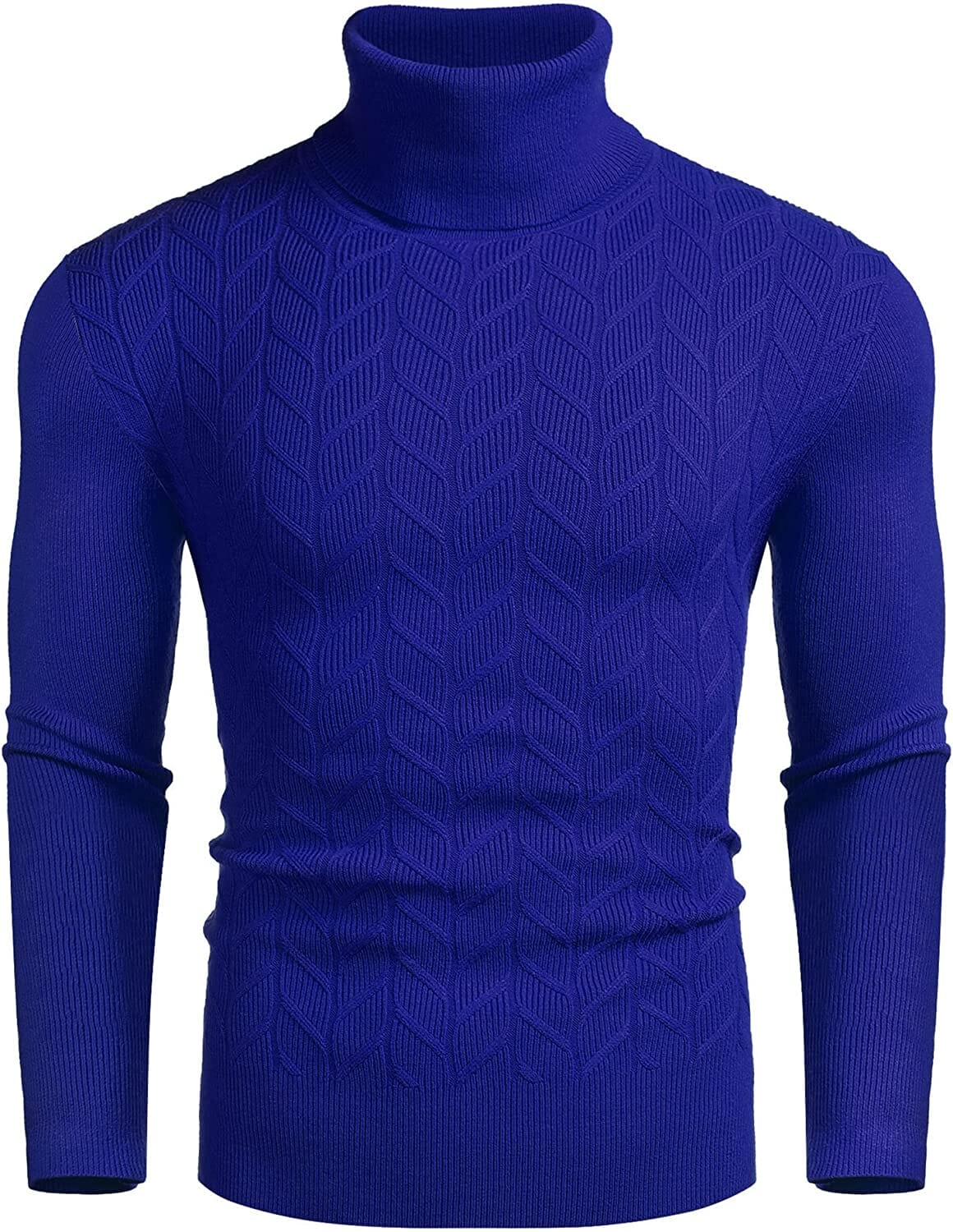 Slim Twist Pattern Rollkragen Strick Pullover