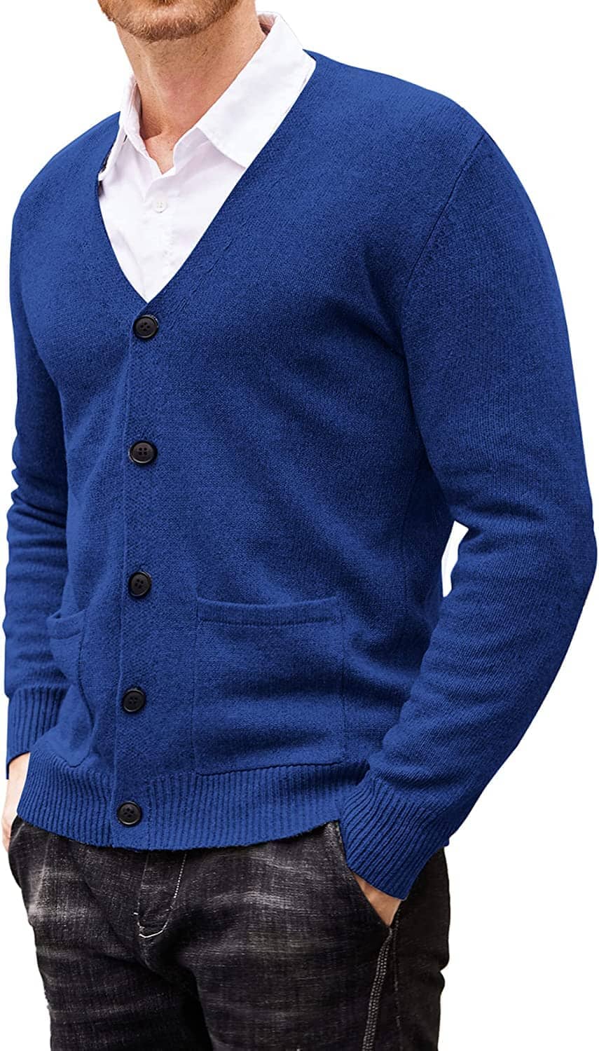 Lightweight V Neck Strick Pullover with Pockets