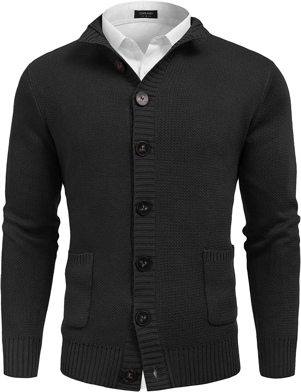 Stand Kragen Knopf Down Strick Cardigan with Pockets