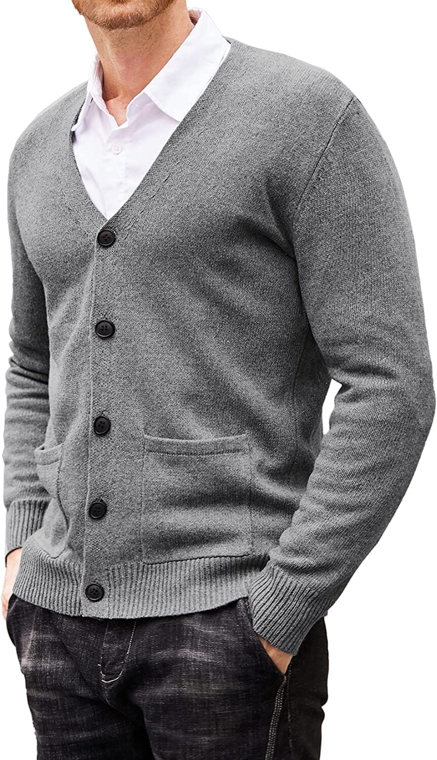 Lightweight V Neck Strick Pullover with Pockets