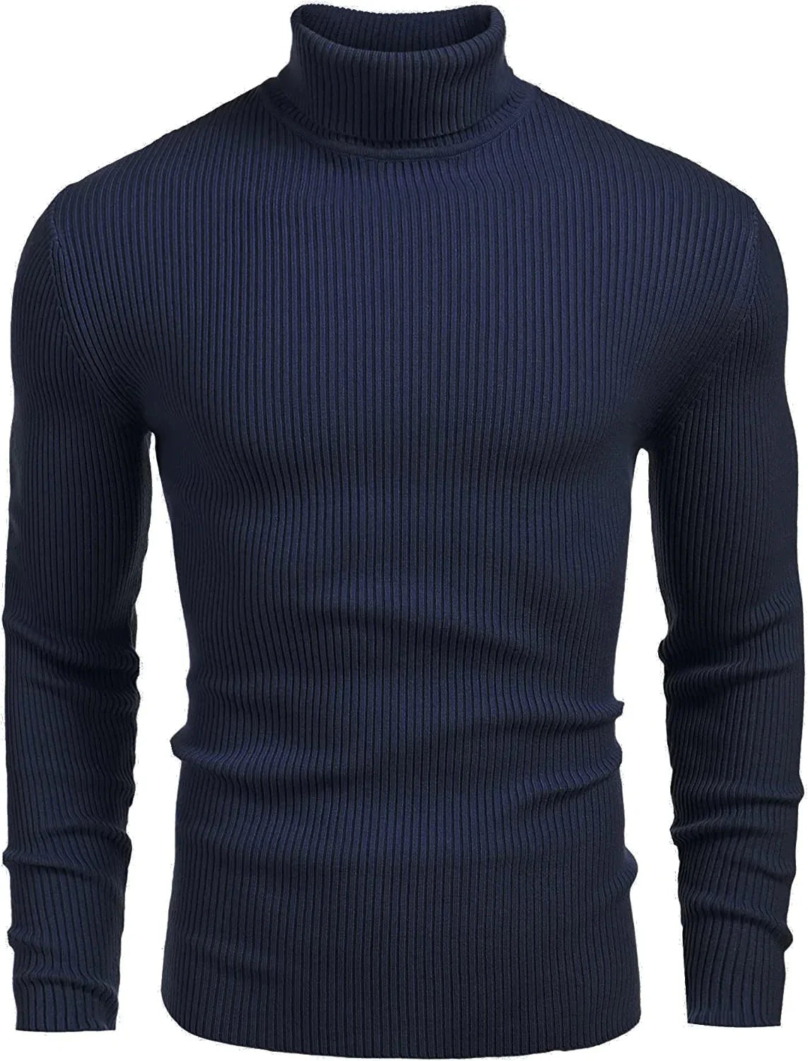 Ribbed Slim Fit Strick Pullover Rollkragen Pullover