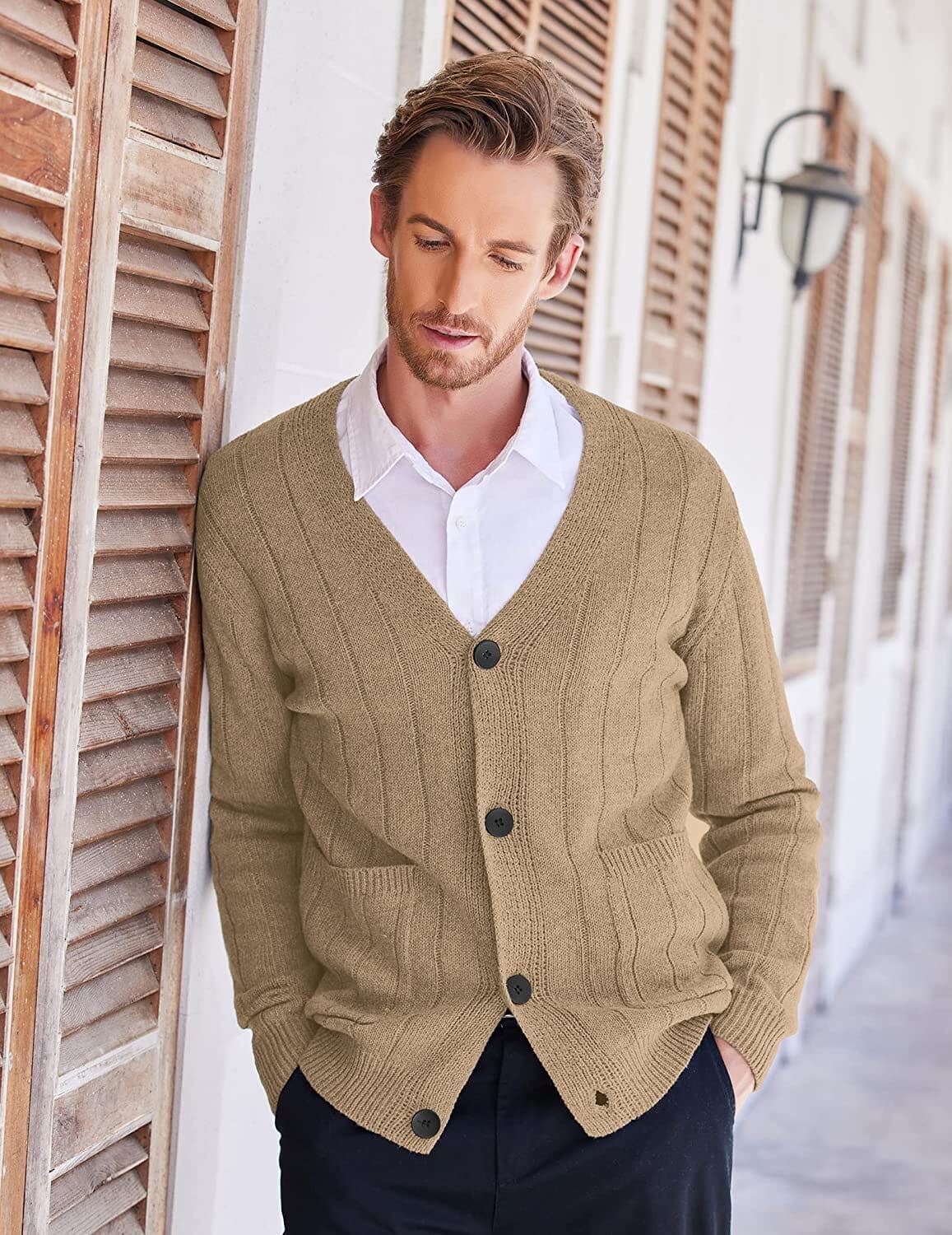 Cardigan Strick V Neck Knopf up Pullover