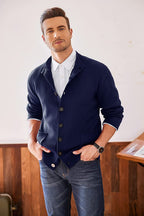 Stand Kragen Knopf Down Strick Cardigan with Pockets