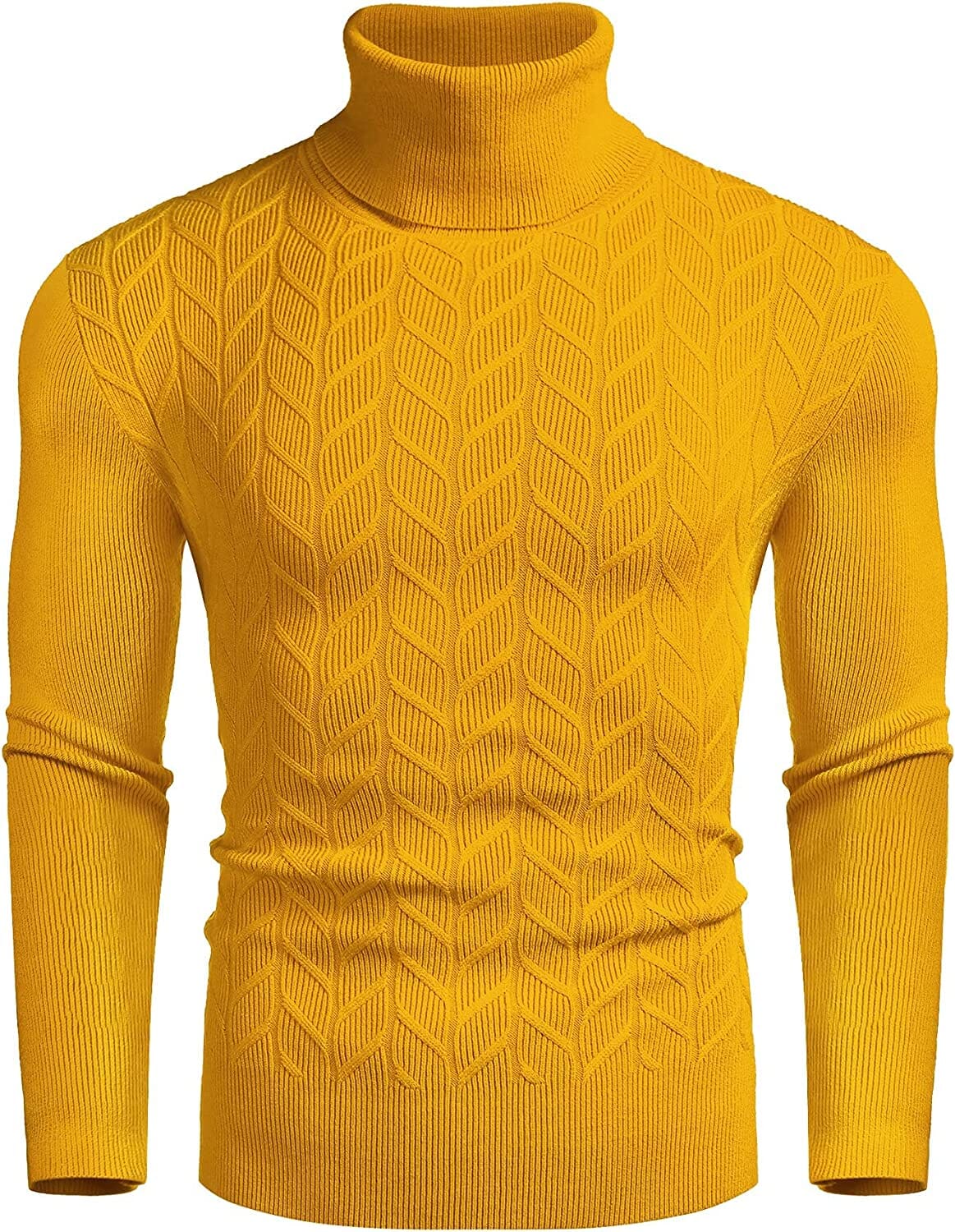 Slim Twist Pattern Rollkragen Strick Pullover