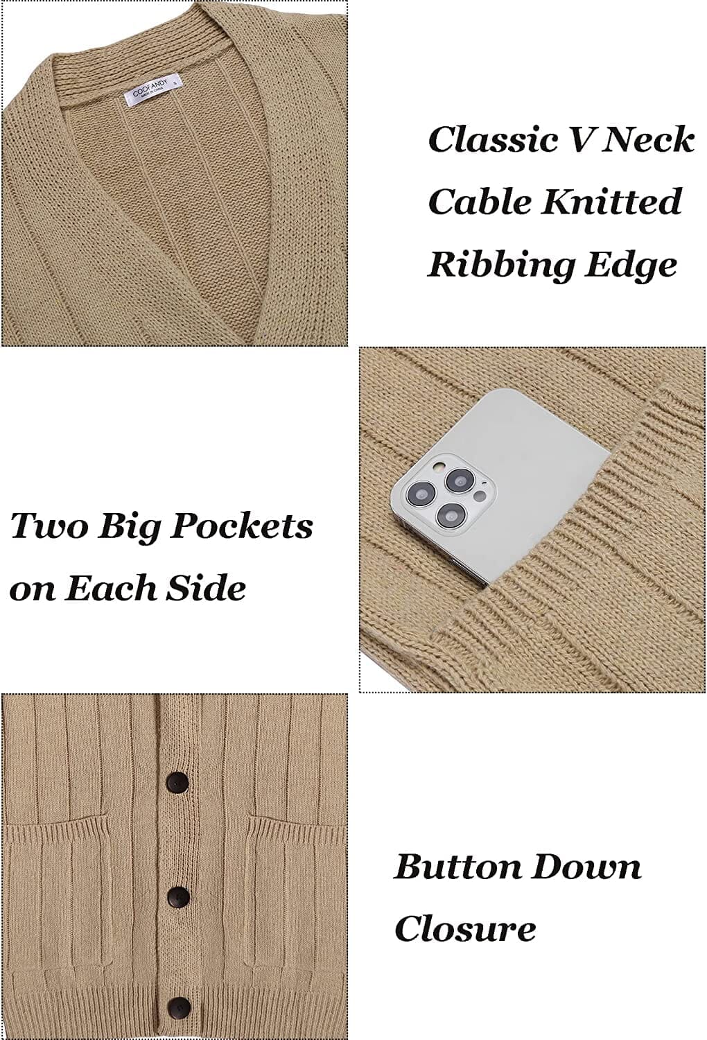 Cardigan Strick V Neck Knopf up Pullover