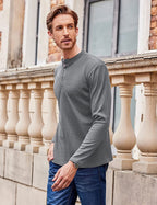 Lang Ärmel Waffle Henley Hemden