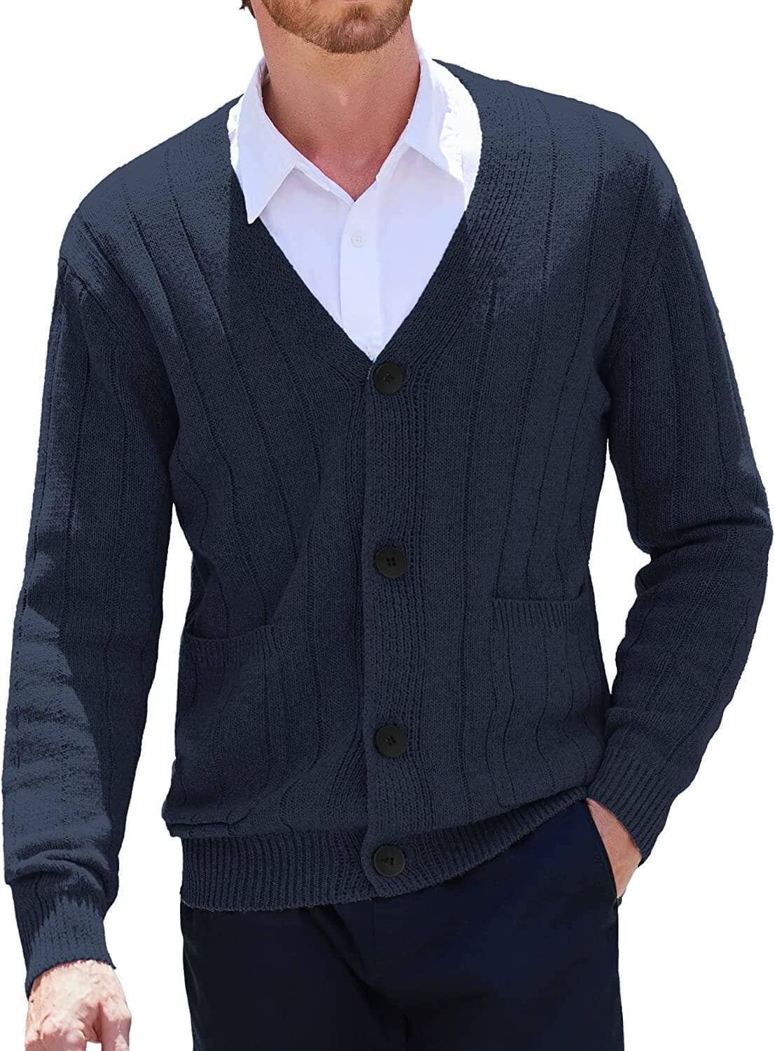Cardigan Strick V Neck Knopf up Pullover