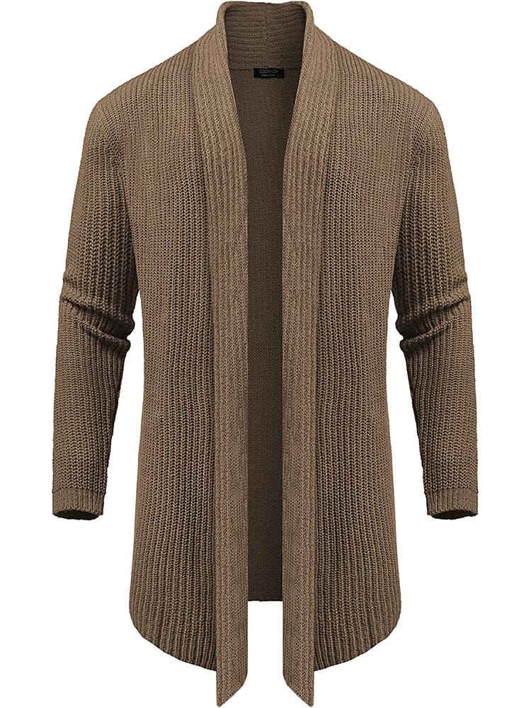Strick Ruffle Drape Lang Cardigan