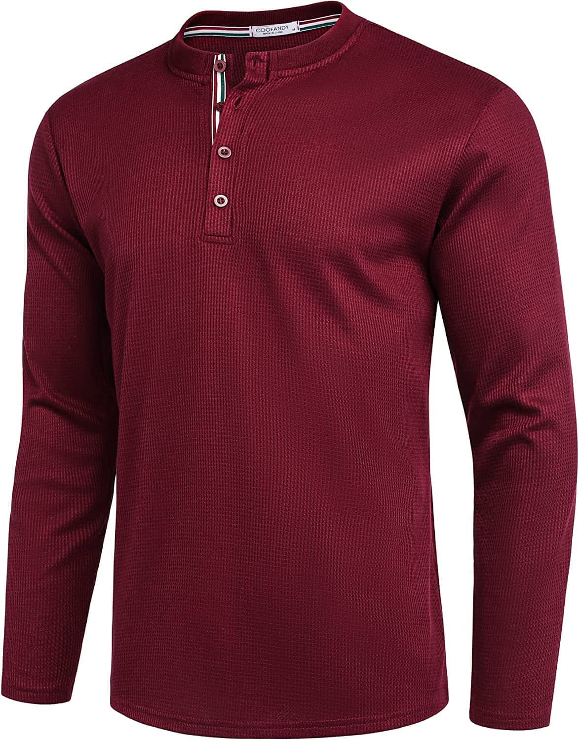 Lang Ärmel Waffle Henley Hemden