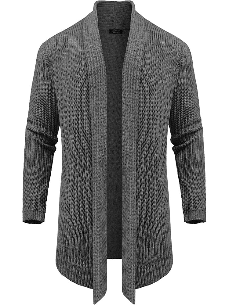 Strick Ruffle Drape Lang Cardigan