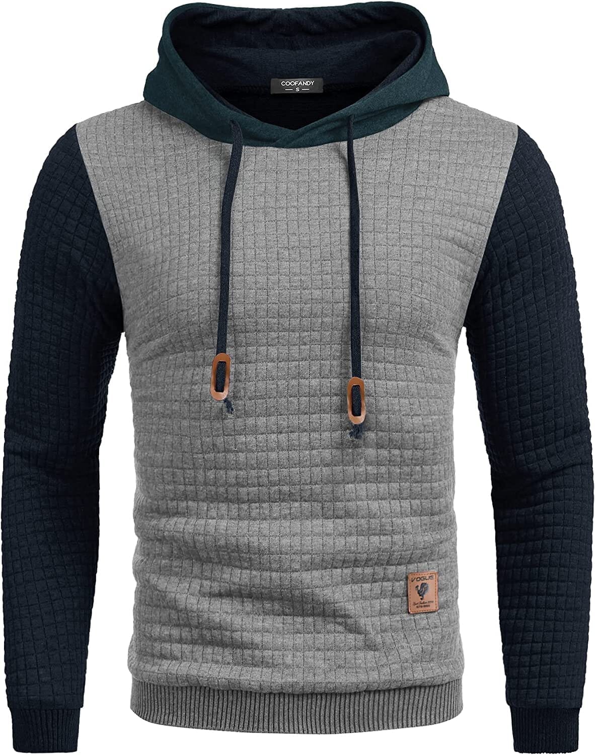 Gym Drawstring Plaid Jacquard Hoodie