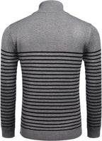 Gestreift Zip Up Mock Neck Pullover Pullover