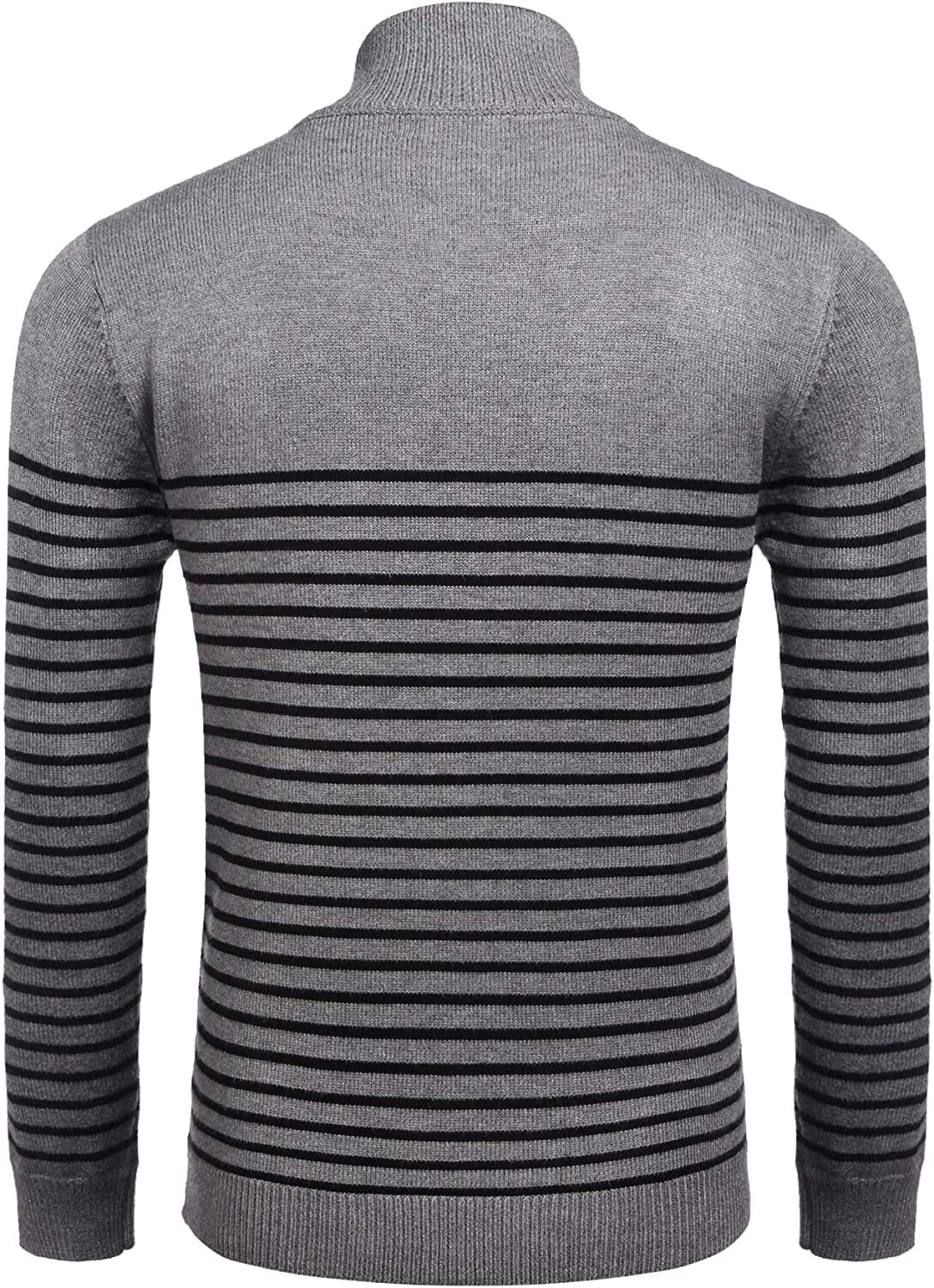 Gestreift Zip Up Mock Neck Pullover Pullover