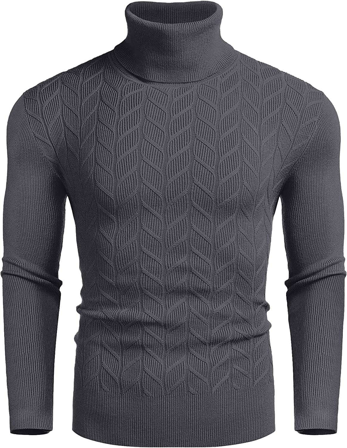 Slim Twist Pattern Rollkragen Strick Pullover