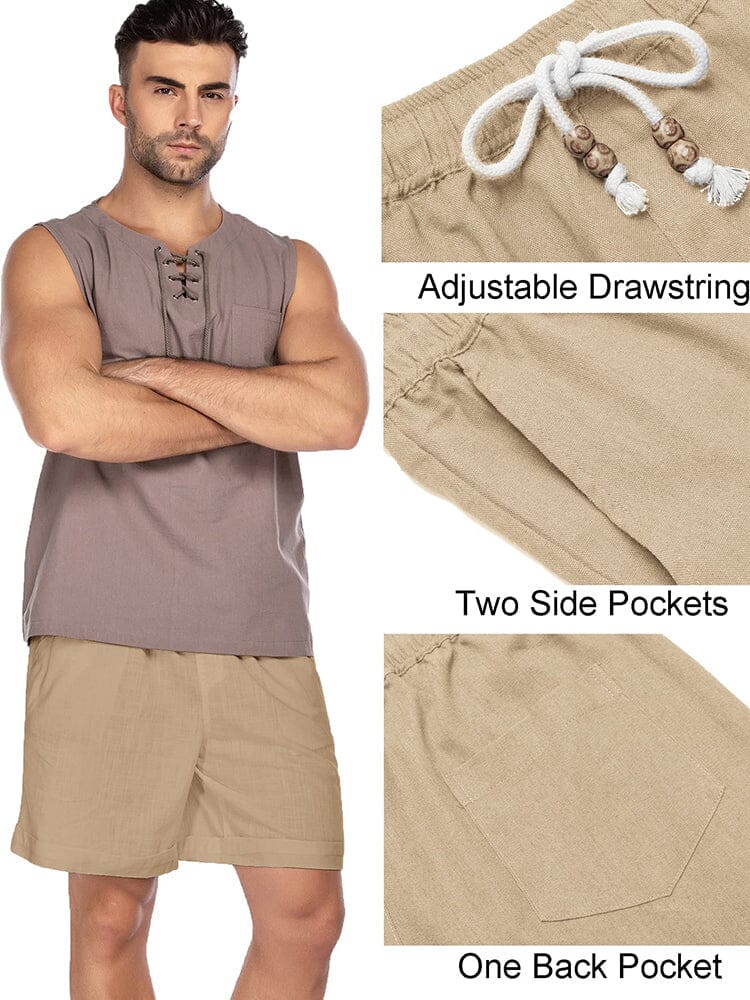 Casual Elastische Waist Leinen Holiday Shorts